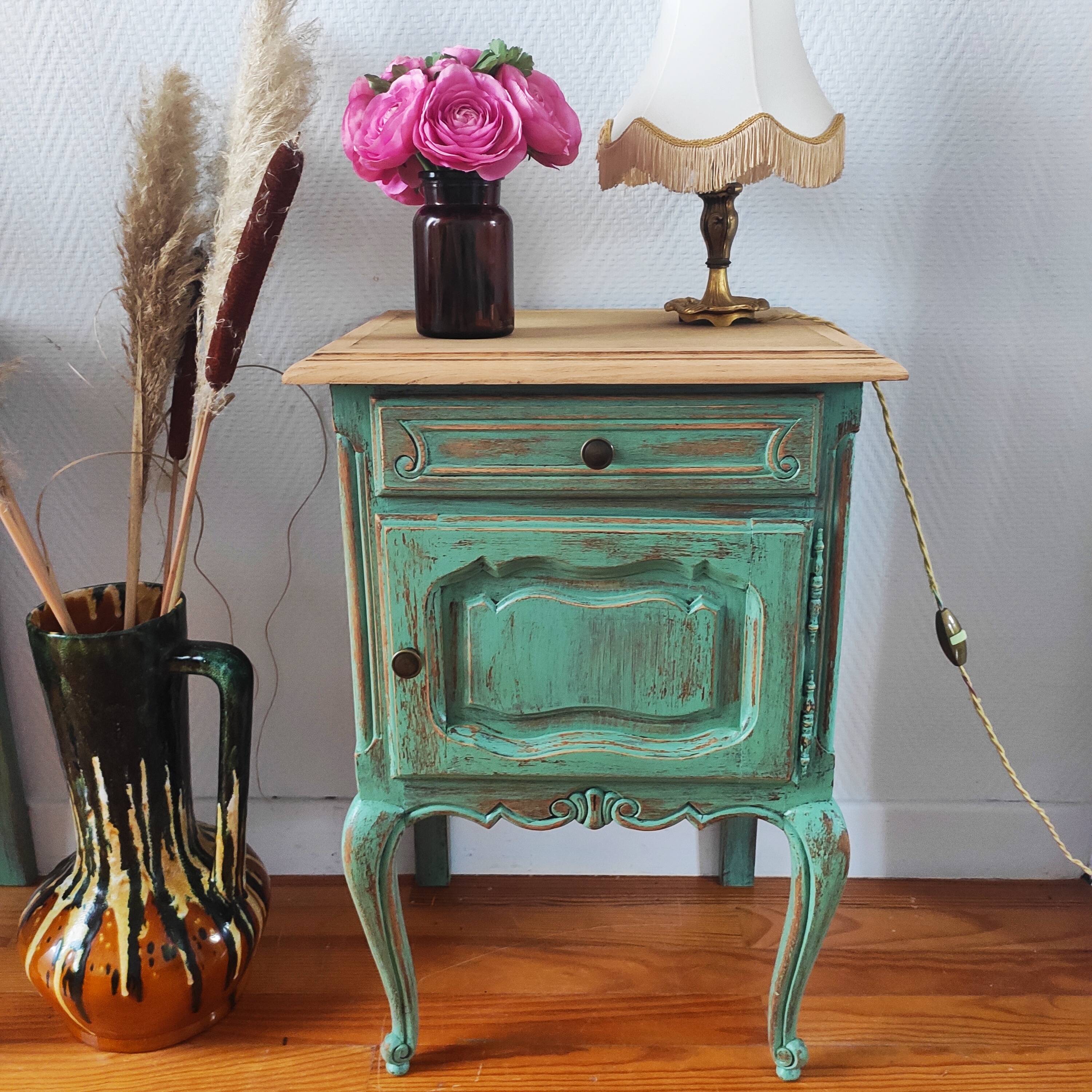Pair of patinated bedside tables