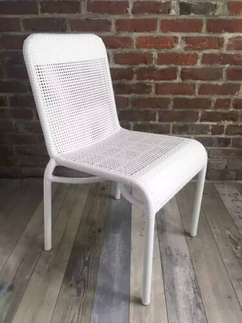 White woven resin garden chair