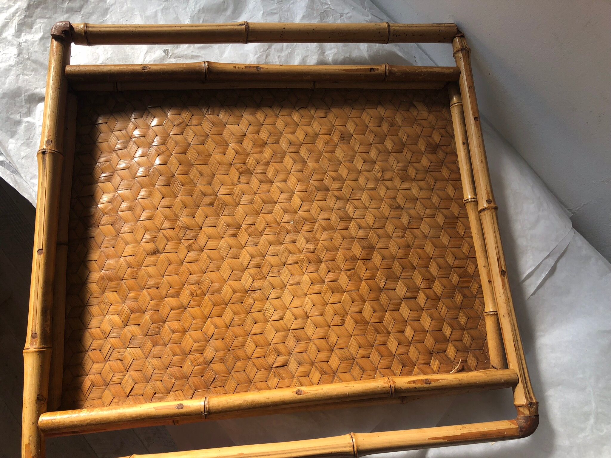 Vintage tray in rattan