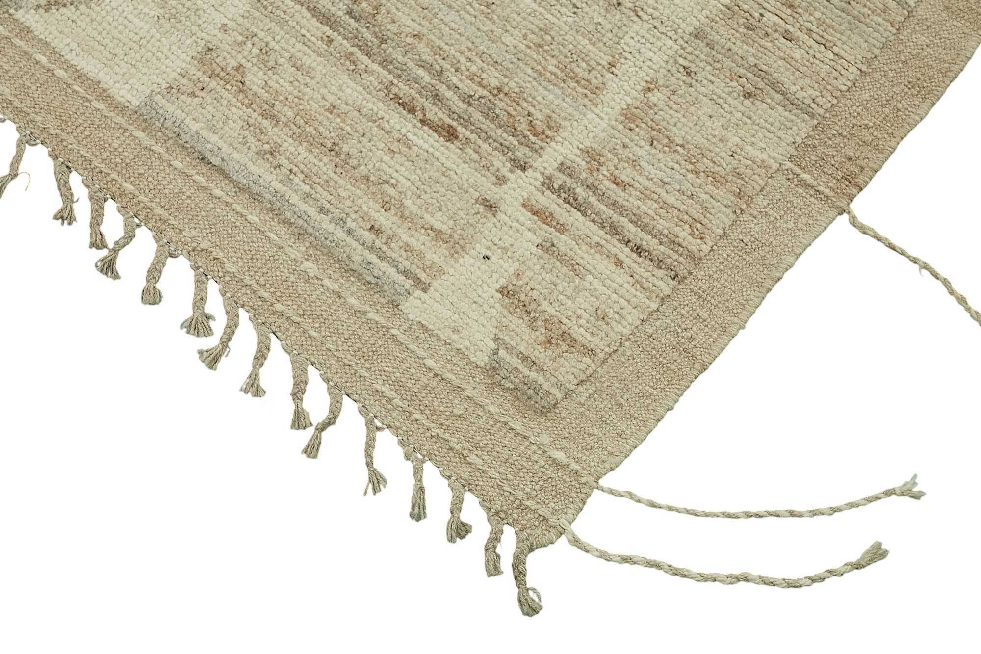 Hand-Knotted Turkish Contemporary 253 cm x 307 cm Beige Wool Carpet
