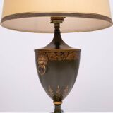 Beautiful metal green-painted tôle table lamp 1960s france