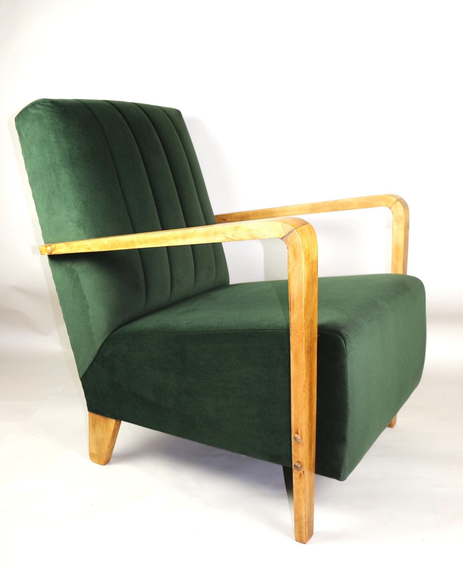 Fauteuil en velours olive, années 1970