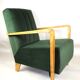 Fauteuil en velours olive, années 1970