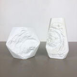 Set of 2 Original OP Art Biscuit Porcelain Vases by AK Kaiser, Germany, 1970s