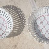 Set of 2 old porcelain lace plates