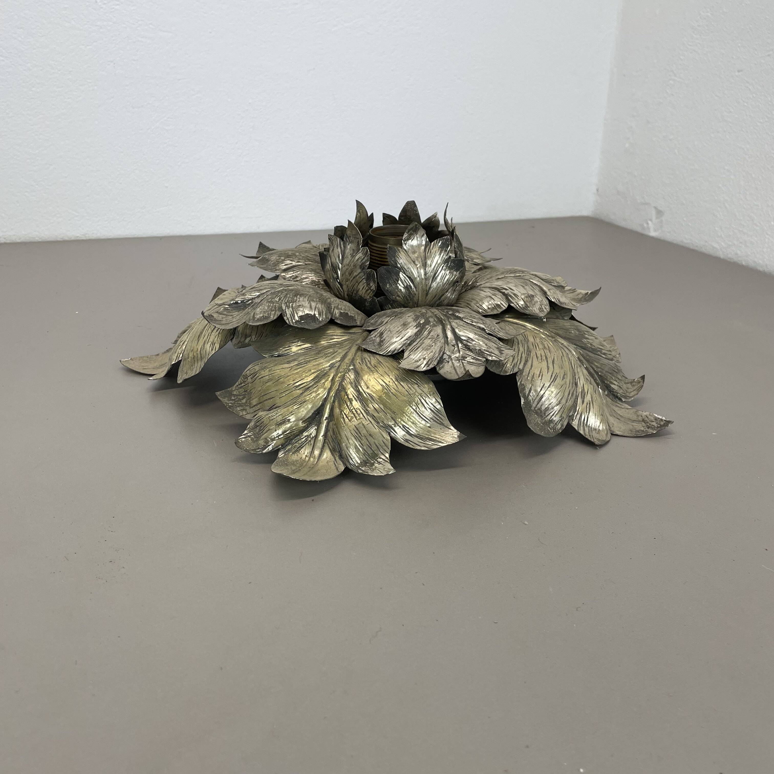 rare 36cm silver tone Metal Florentiner Leaf Theatre Ceiling Light, Italy
