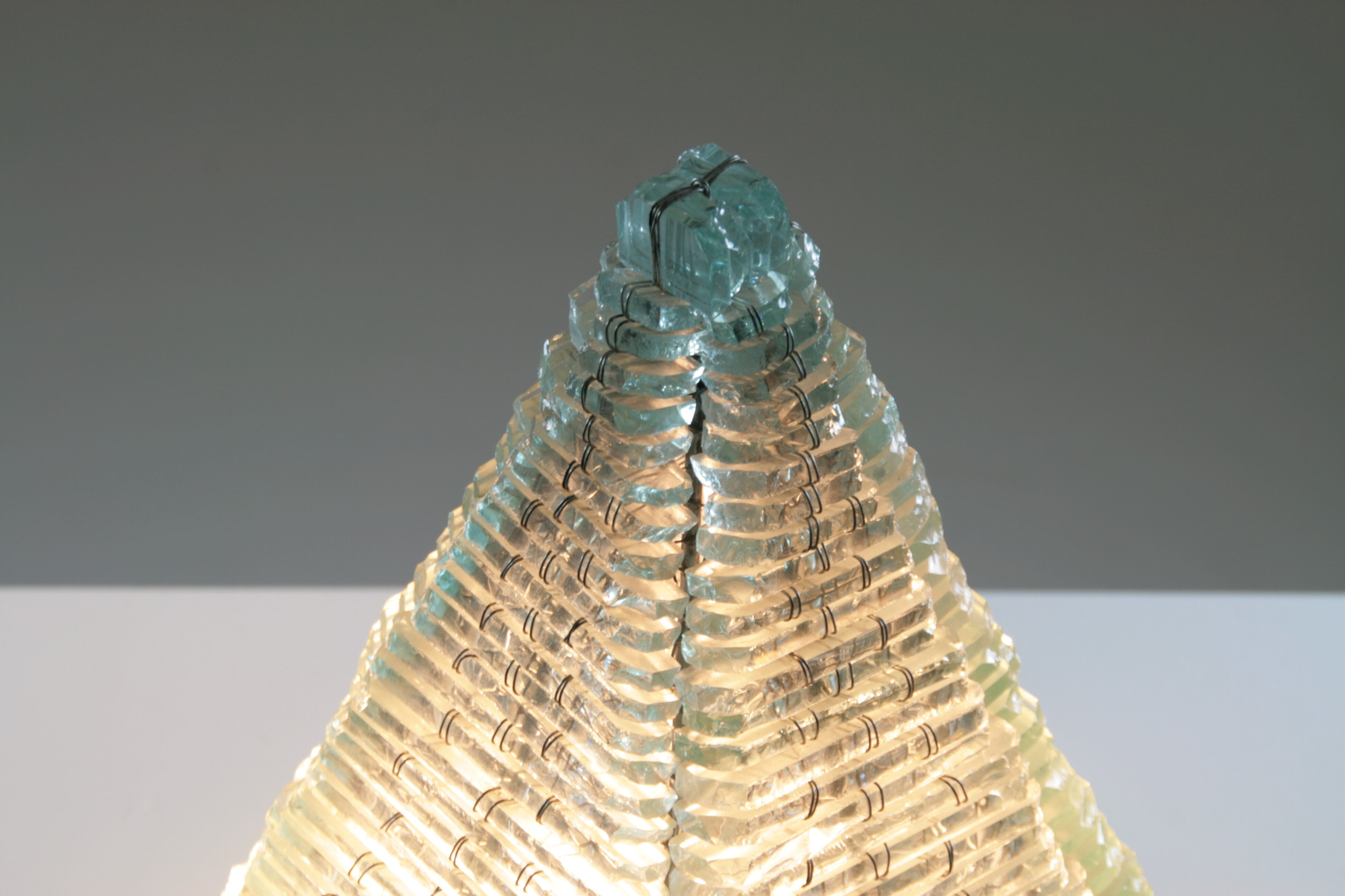 Pyramid lamp in glass and metal, 1970s
