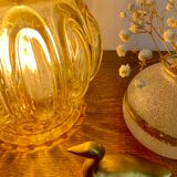 Vintage amber glass globe walker