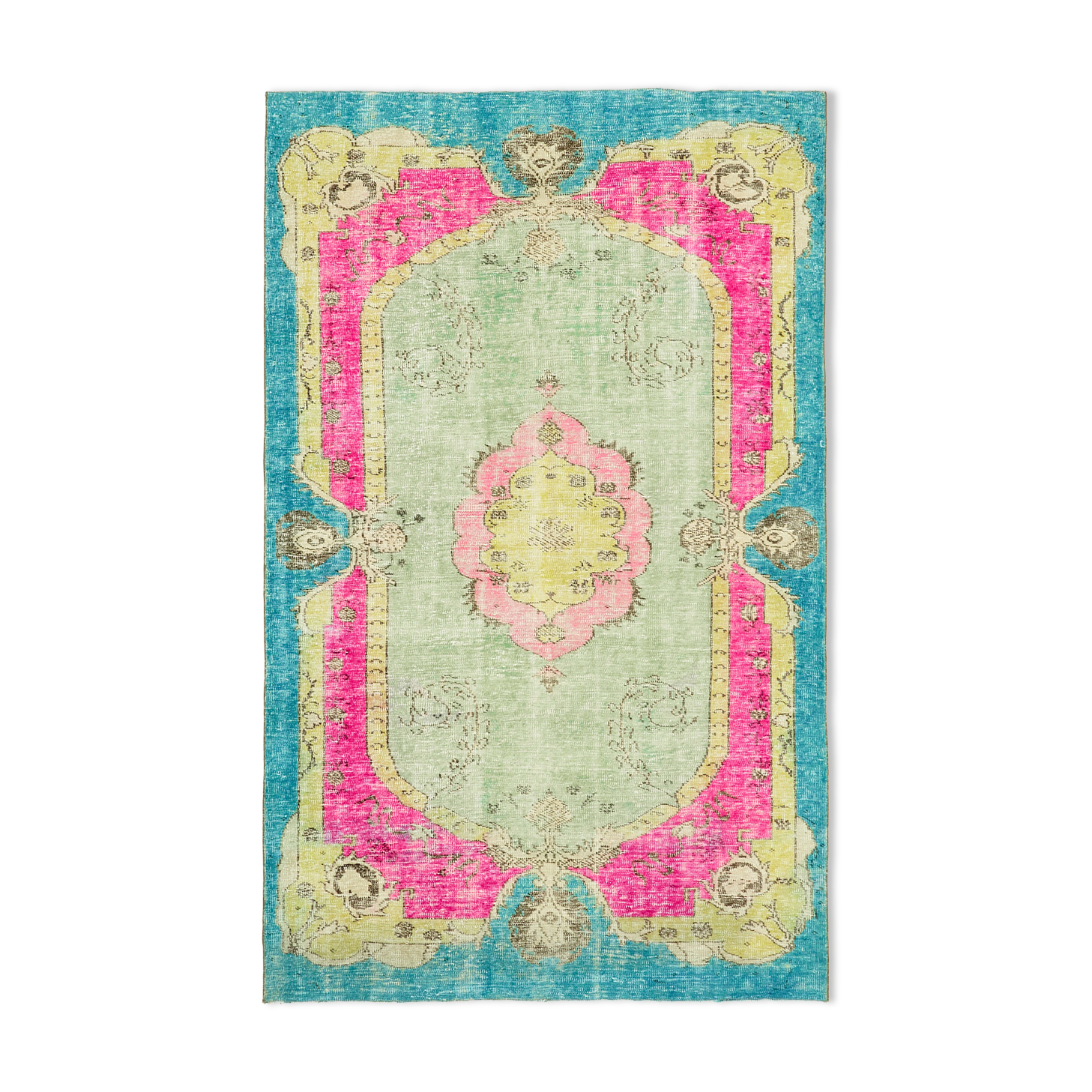 Handwoven Overdyed Oriental 1970s 190 cm x 302 cm Multicolor Carpet