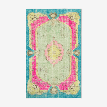 Handwoven Overdyed Oriental 1970s 190 cm x 302 cm Multicolor Carpet