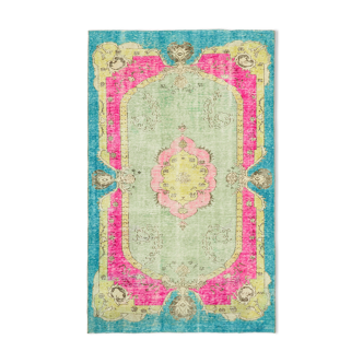 Handwoven Overdyed Oriental 1970s 190 cm x 302 cm Multicolor Carpet