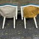 6 Louis XVI medallion chairs in beige wood and blue fabric from the 18th century.