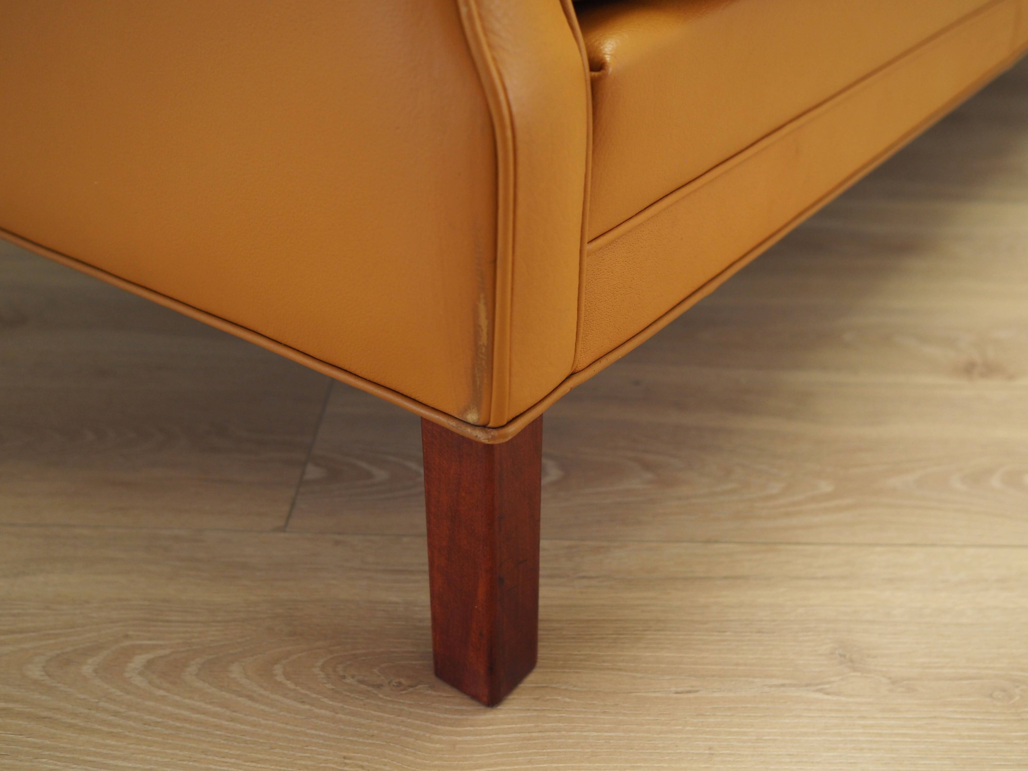 Orange leather sofa, Danish design, 1970s, production: Denmark