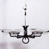 Chandelier art deco en fer et verre par erik höglund