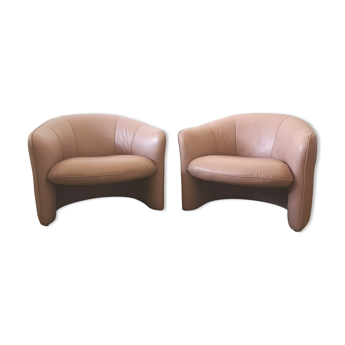 Pair of pink skai armchairs