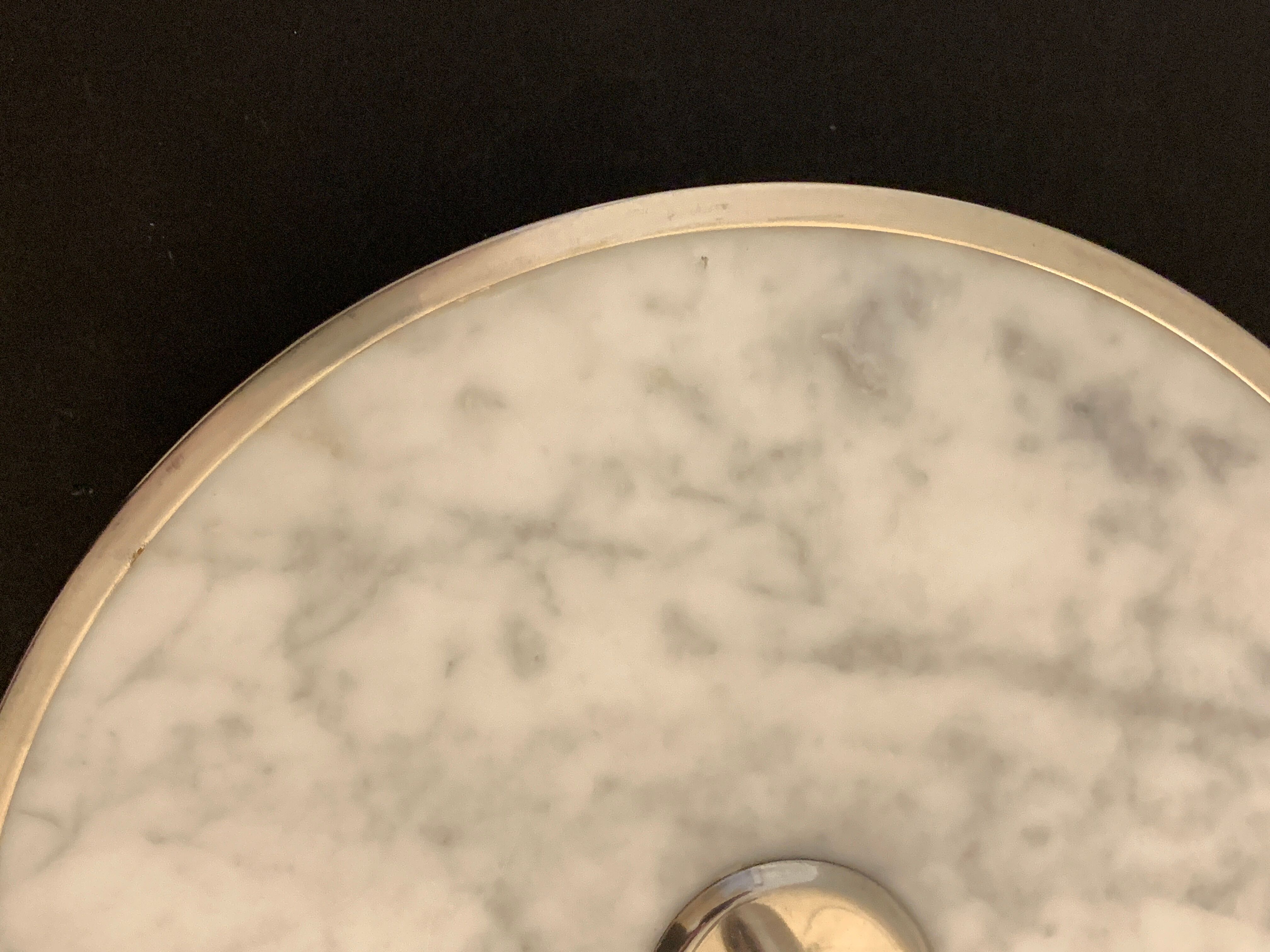 Cheese platter or cutlery in marble and silver metal