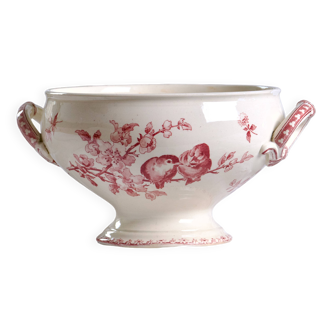Salad bowl, soup tureen in pink ironware Sarreguemines "Favori" service, 19th century