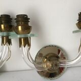 Pair of glass and mirror sconces