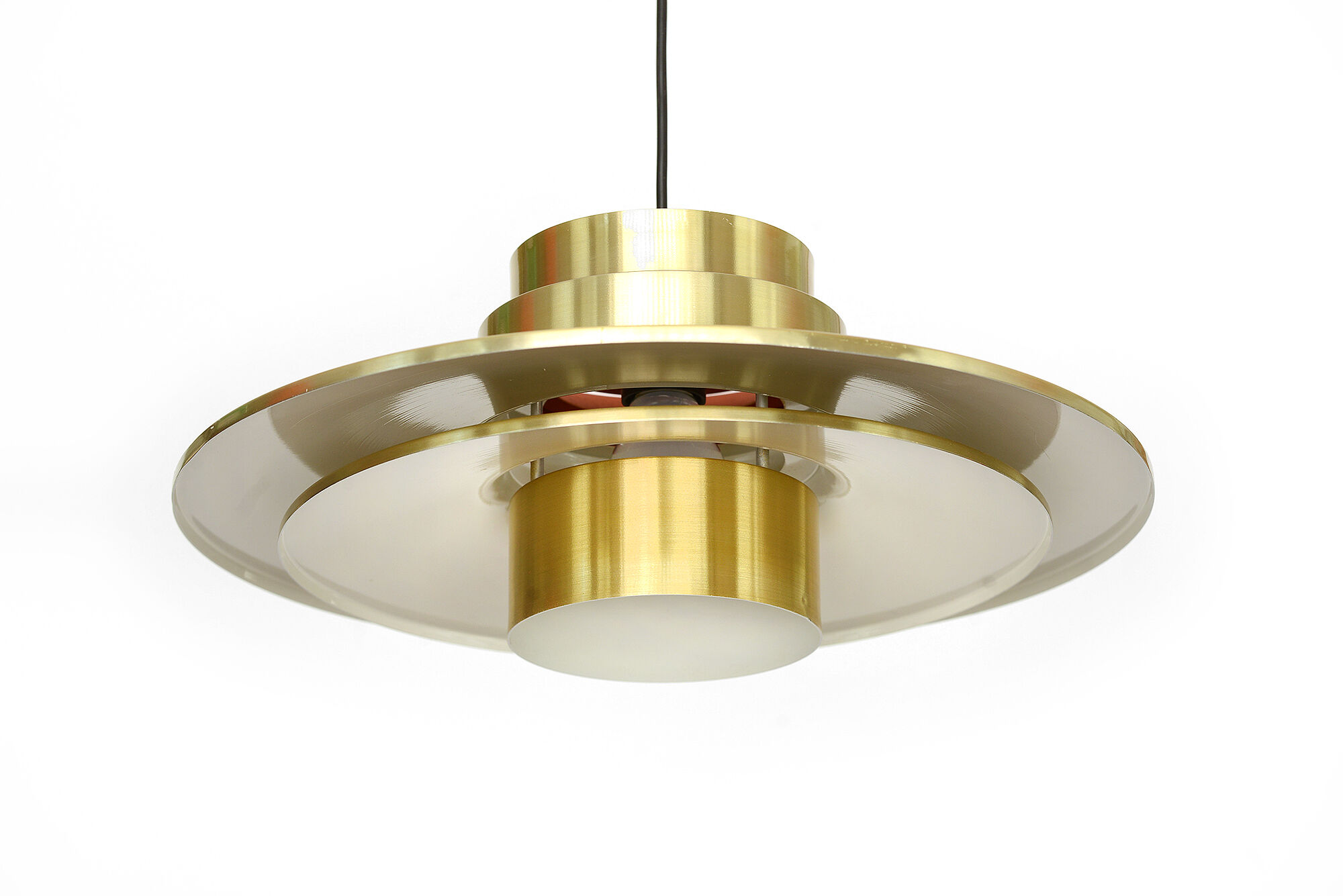 Brass coloured hanging lamp by Lyskaer Denmark 1970