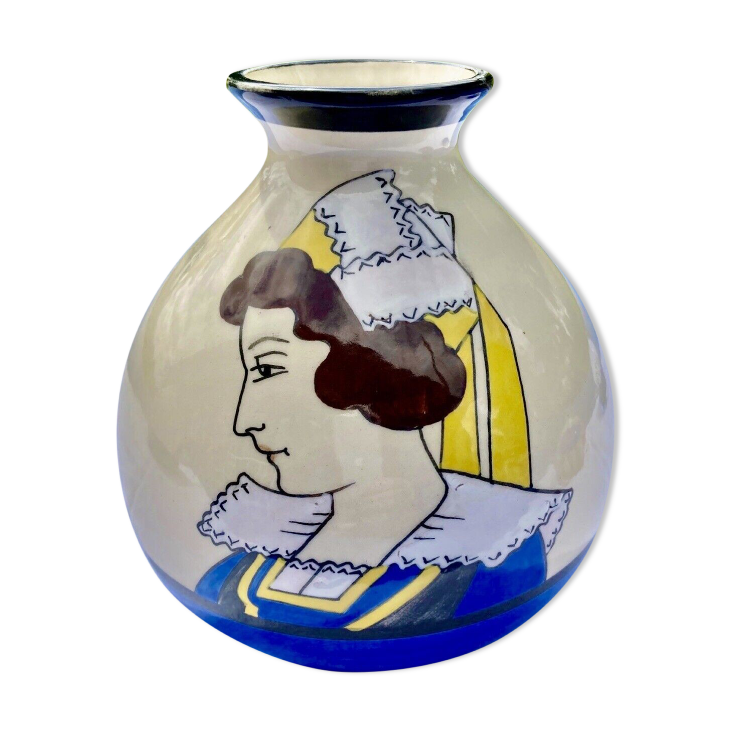 Vase ball art deco ceramic HB QUIMPER Prior to 1942 - decoration 524 - N°2