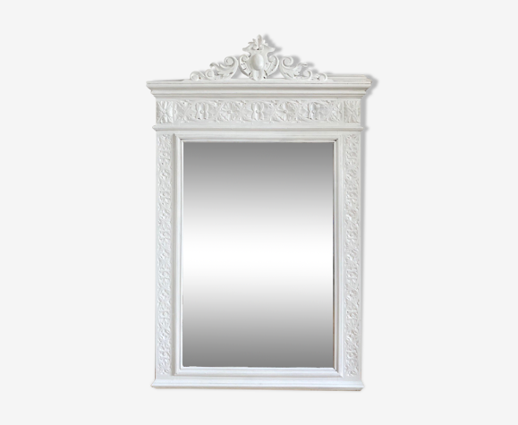 Miroir ancien ancien en bois blanc