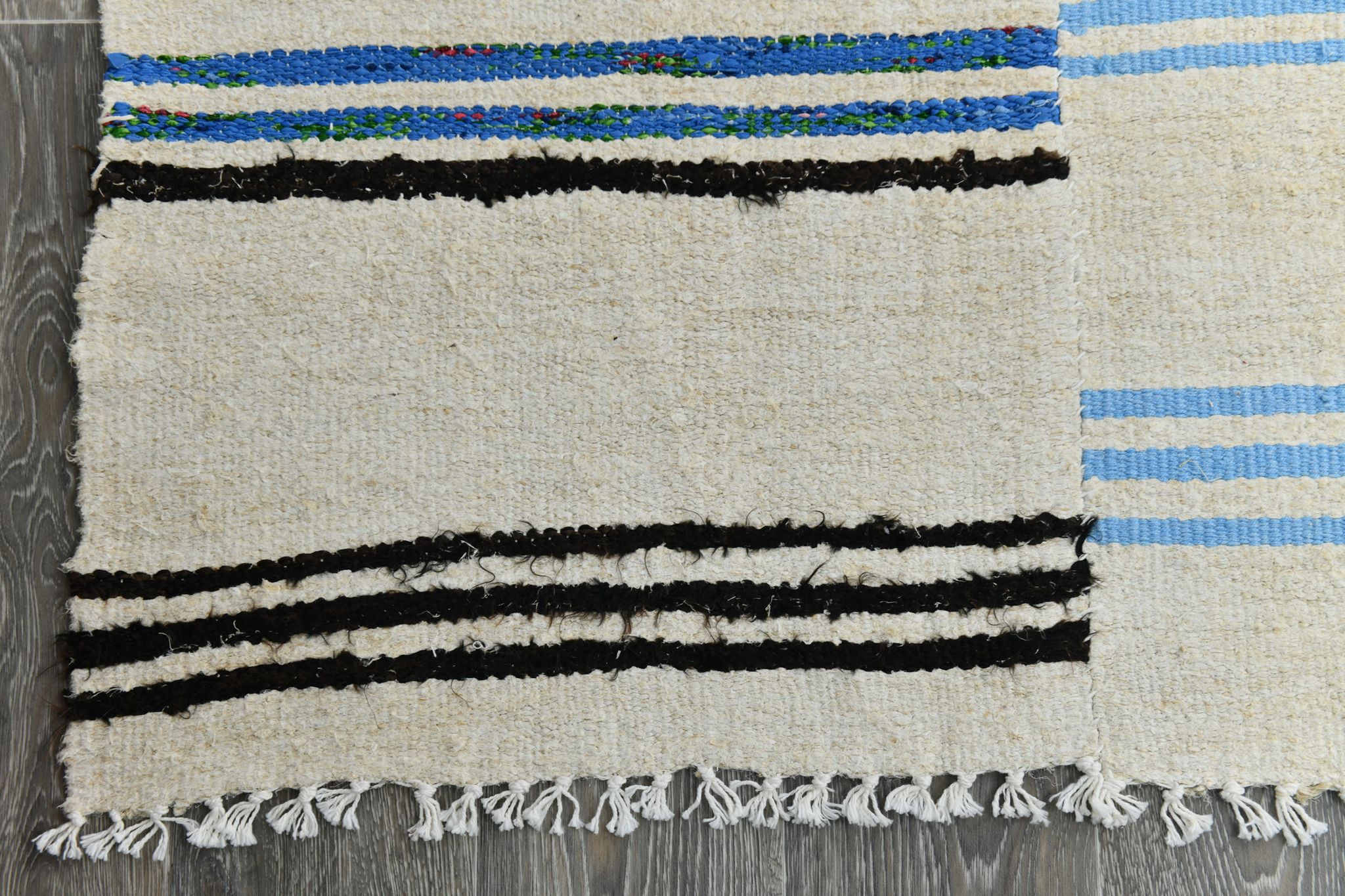 Tapis de chanvre vintage texturé neutre, 168x304cm