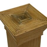 Vintage Rattan Column Planter Bamboo Bohemian Pillar '70s Rattan Mcguire