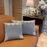 Rectangular cushion, cover and insert. Grey, Champagne. Layla model.