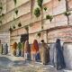 Original watercolor painting 1949 "Wailing Wall - Jerusalem" G. KUGELEM