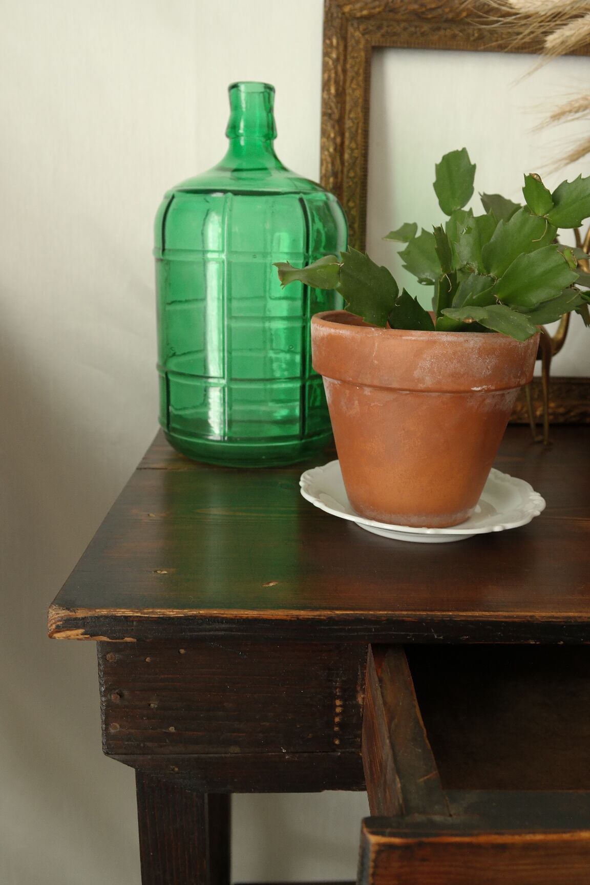Old country side table in waxed wood