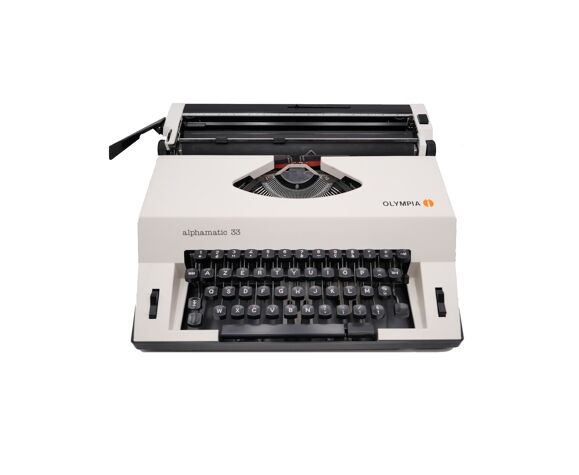 Machine à écrire Olympia Alphamatic 33 blanche révisée ruban neuf 1980