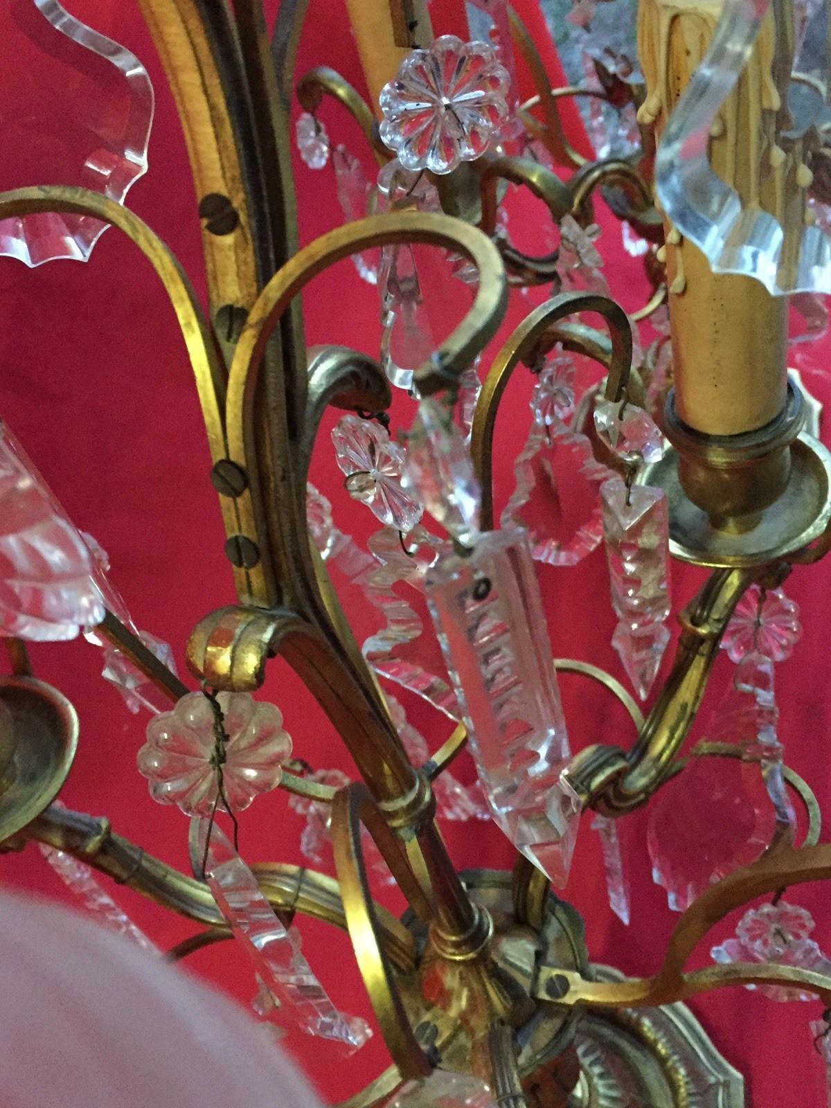 Pair of crystal tassels with bronze frame
