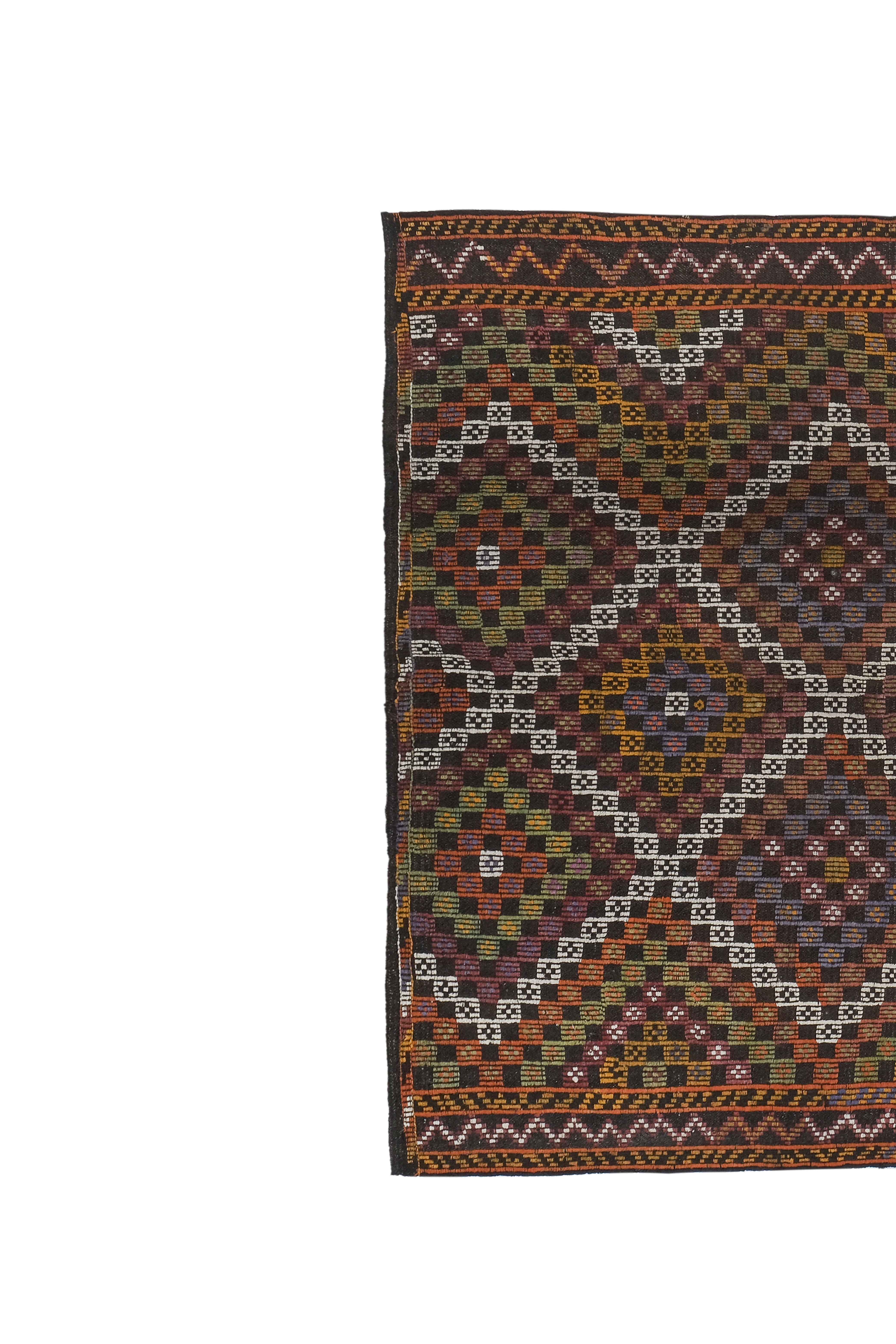 Turkish Geometric Jajim Flat-Weave Textile - Dining Room Kilim 5'3" X 8'10"
