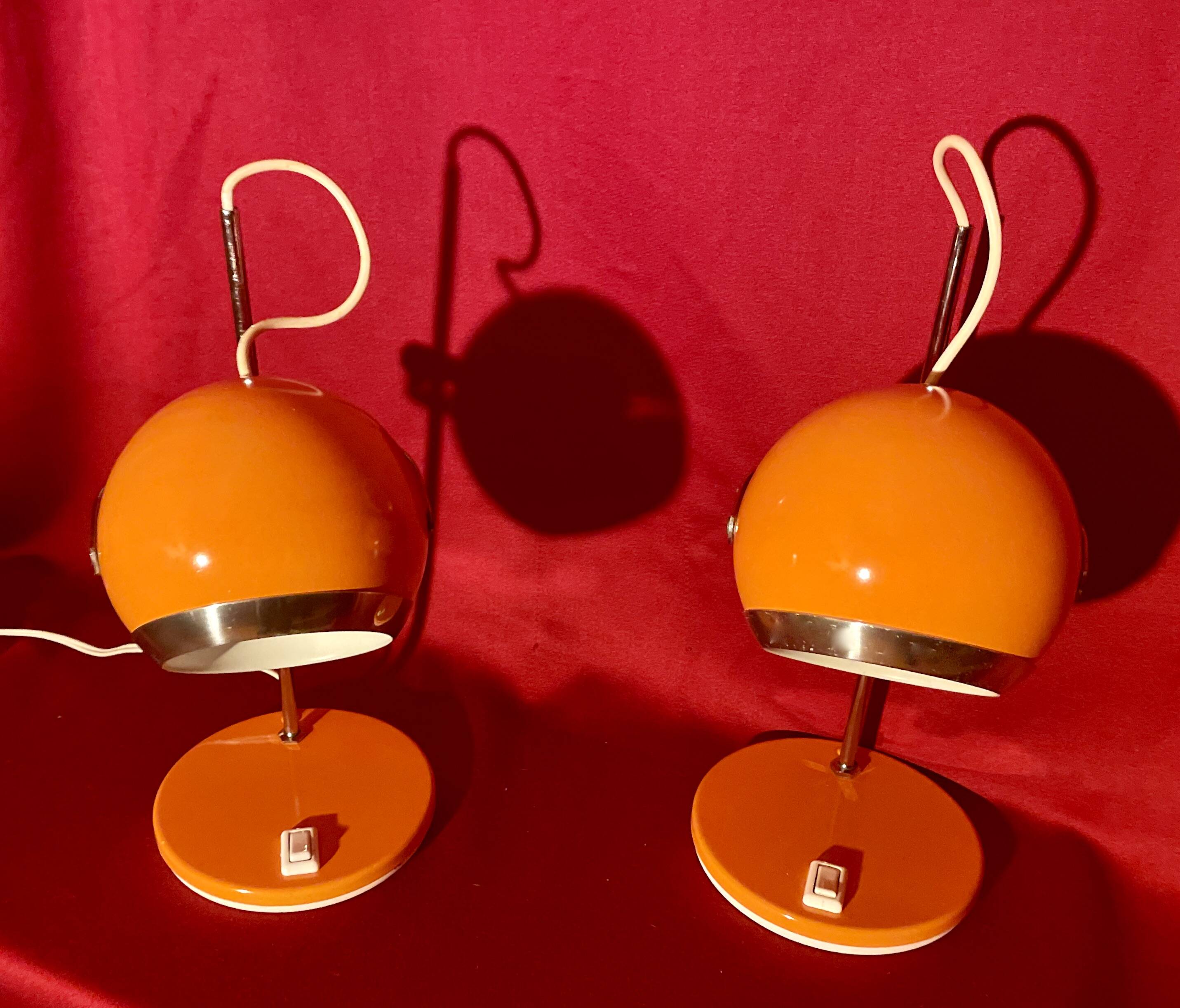 Pair of eye ball lamps, space age, 70s