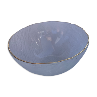 Transparent glass bowl and golden border