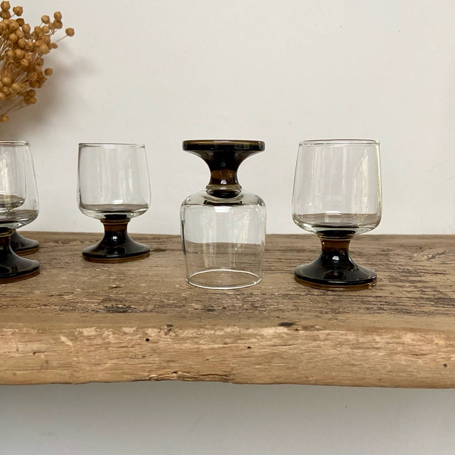 6 vintage liqueur glasses