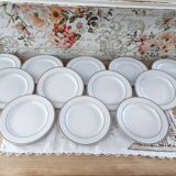 Lot de 12 assiettes dessert en porcelaine double liseré doré Ligne Hôtesse