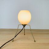 Lamp tripod brass 50s egg globe opaline