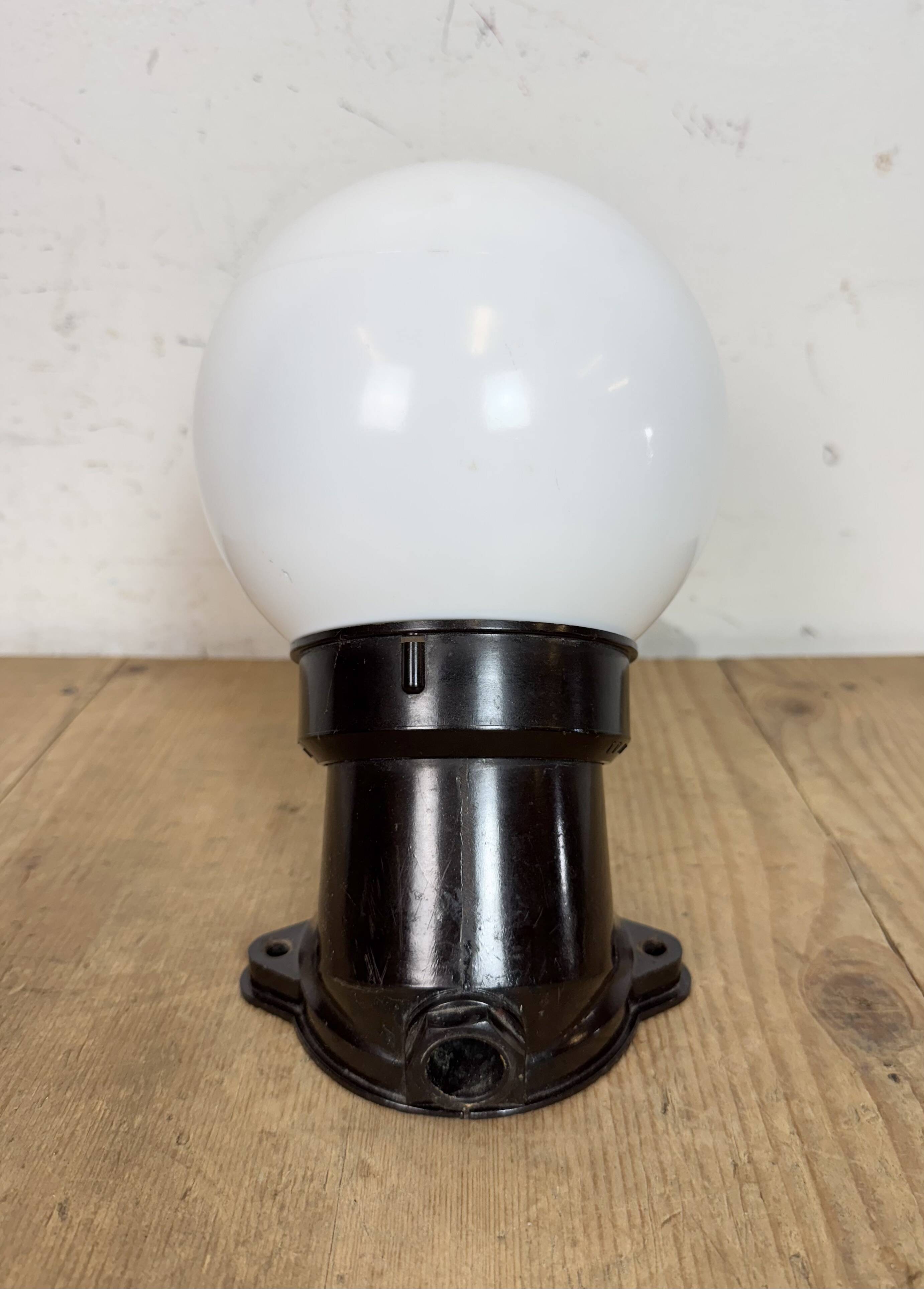 Vintage Brown Bakelite Wall Light with Milk Glass, 1970s
