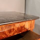 Restoration period commode with walnut burl, marble top.