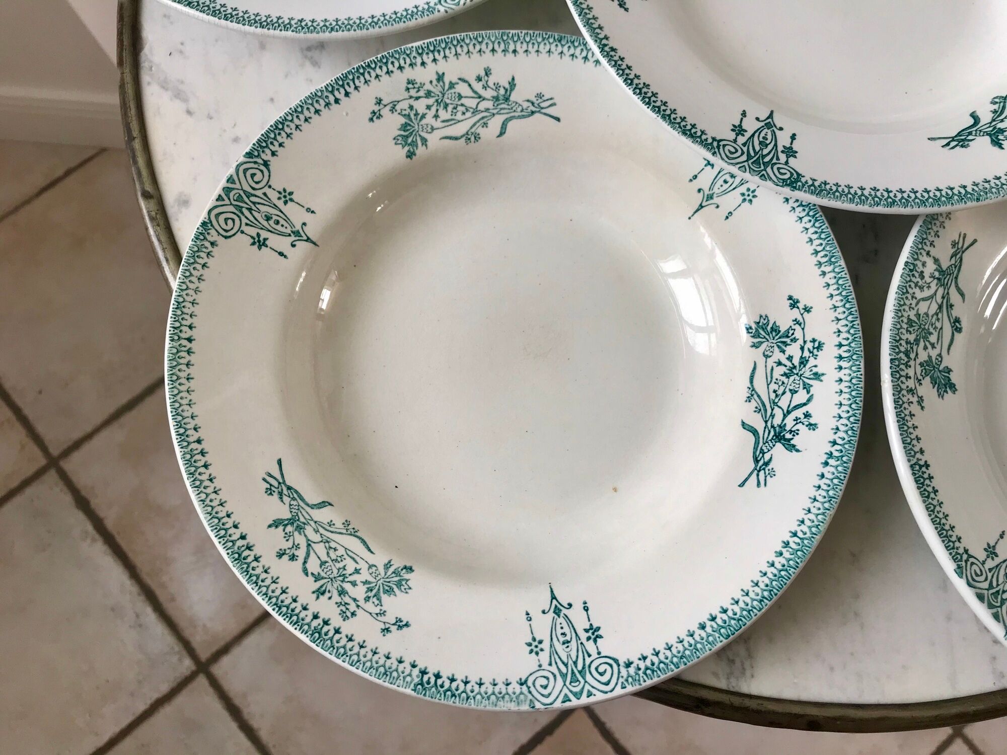 Lot of 6 hollow plates terre de fer saint-amand xixth