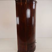Edwardian mahogany bow-fronted wardrobe by Maple & Co
