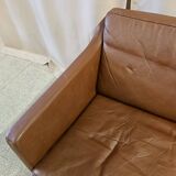 Danish vintage 2 seater brown leather sofa  1960s