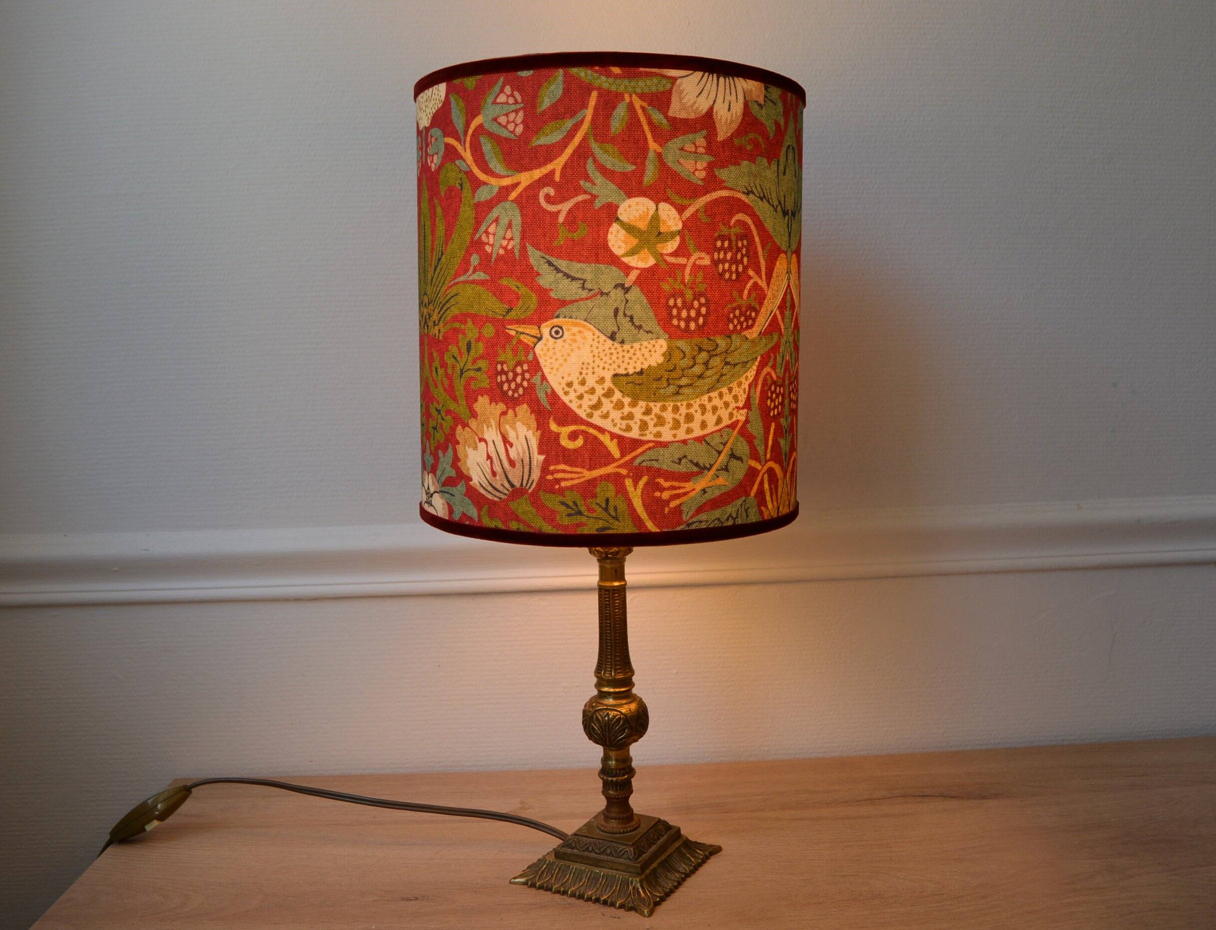 Bird and flower lampshade, William Morris style