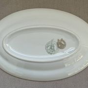 Antique oval plate Moulin des Loups Orchies – grey and gold floral decoration