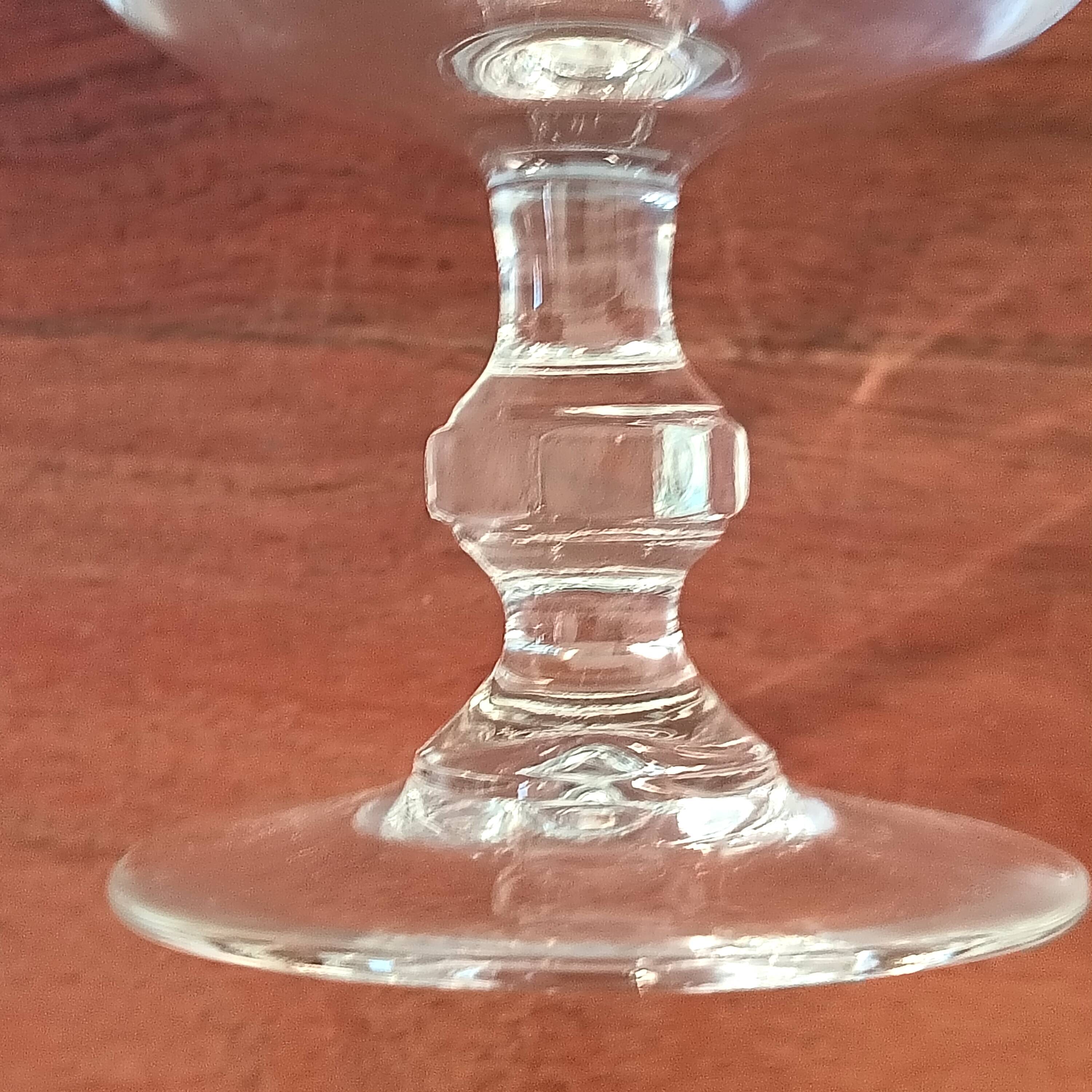 7 champagne coupes, vintage glass coupes