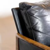 3. Pers Sofa Made In Rosewood & Black Leather Cushions By Hans Olsen From 1960s
