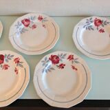 Suite of six flat plates décor Abeille d'Or by Ceranord St Amand / vintage 50s-60s