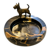 Vienna bronze tray with dog scottish terrier austria marble catchall