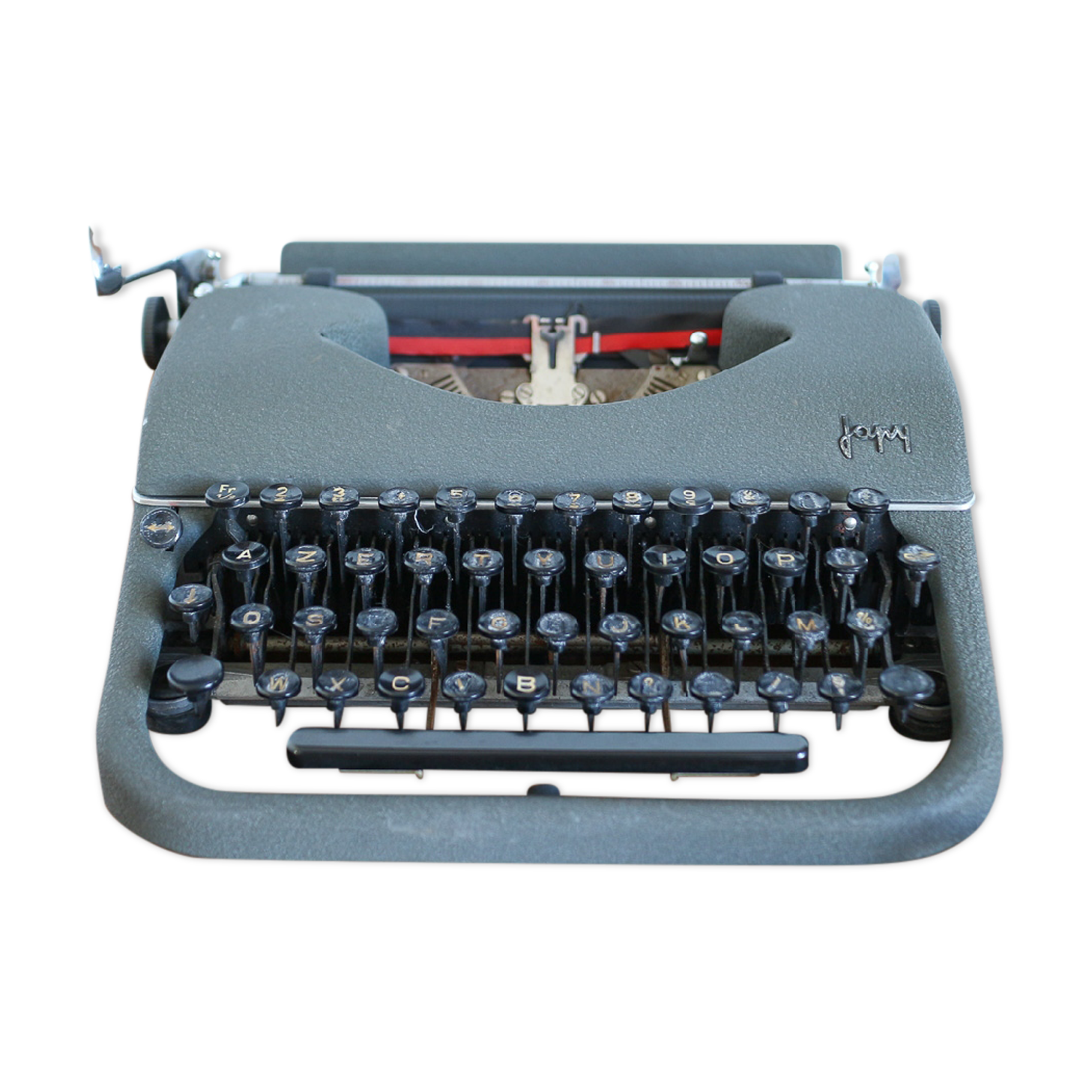 Japy grey-green typewriter with crate